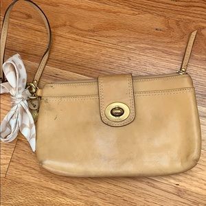 Tan Leather Coach Wristlet